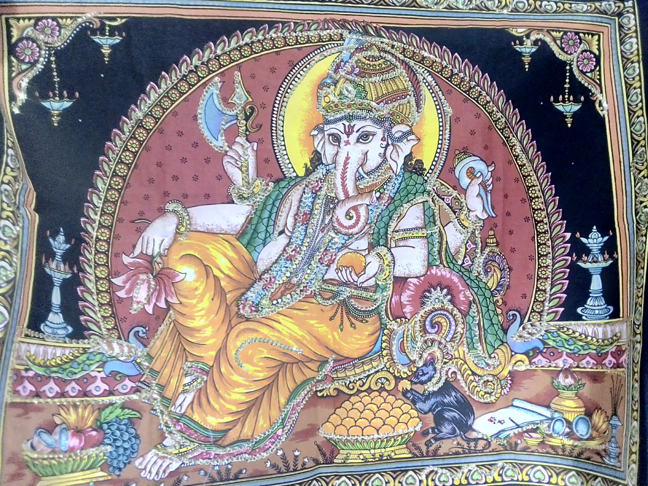 Tapiz de Lord Ganesh pintado sobre tela