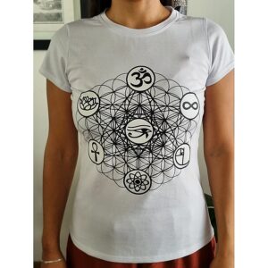 Camiseta Flor de la Vida con Simbolos de Proteccion
