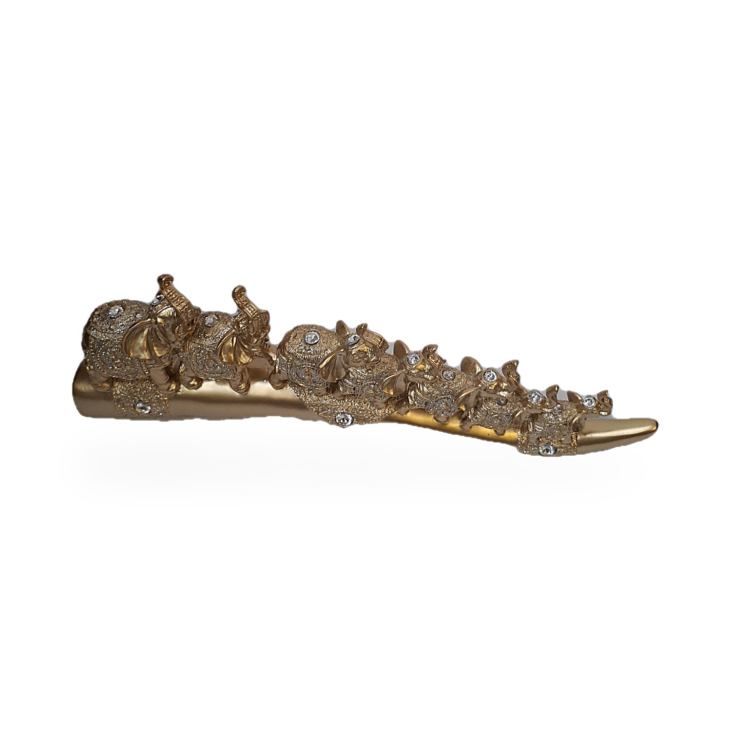 Cuerno de la prosperidad con 7 elefantes dorados, figura decorativa. Go Natura, Manizales.