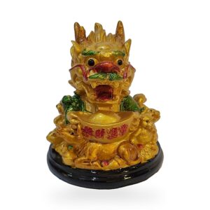 Dragon chino dorado de la abundancia 12 x 10 cm