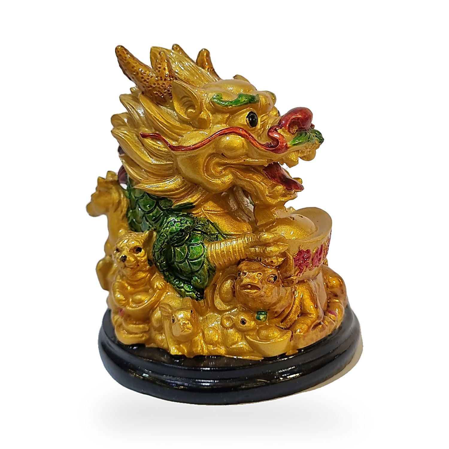 Dragon chino dorado de la abundancia 12 x 10 cm. Go Natura, Manizales.
