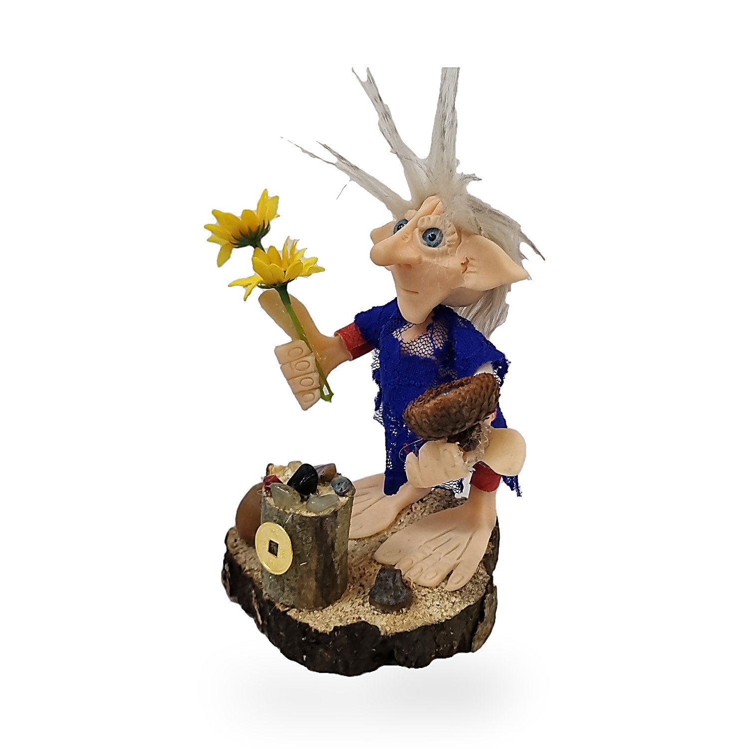 Duende protector con siete cuarzos hecho a mano. Go Natura, Manizales.