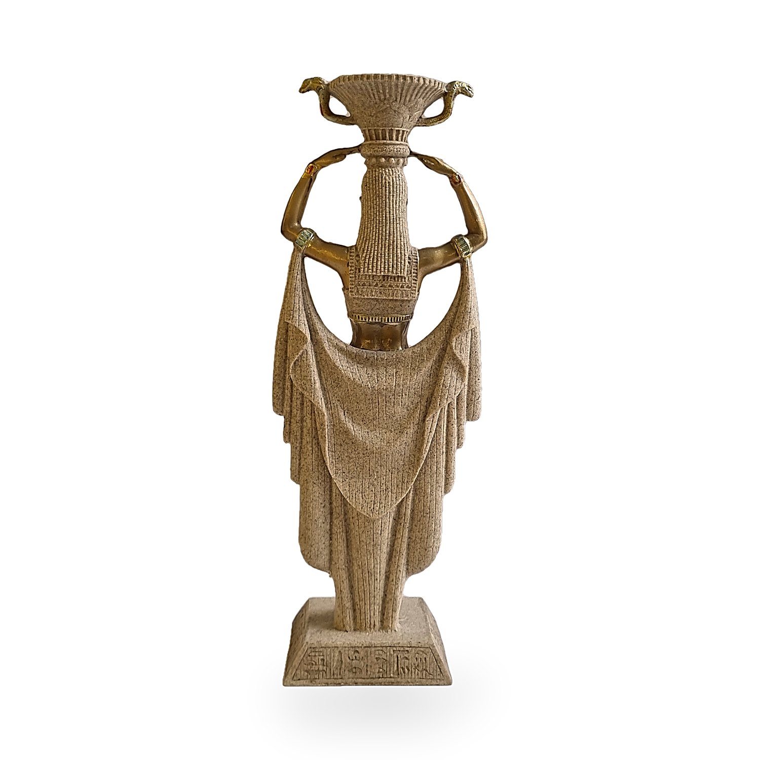 Estatua dorada de Nefertiti reina de Egipto. Go Natura, Manizales.