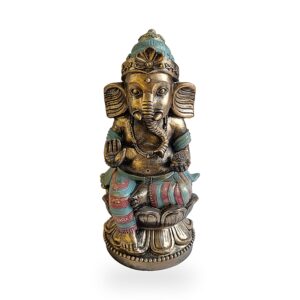 Figura de Ganesha dorada con detalles de color