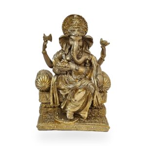 Lord Ganesh en trono dorado, figura grande. Go Natura, Manizales.