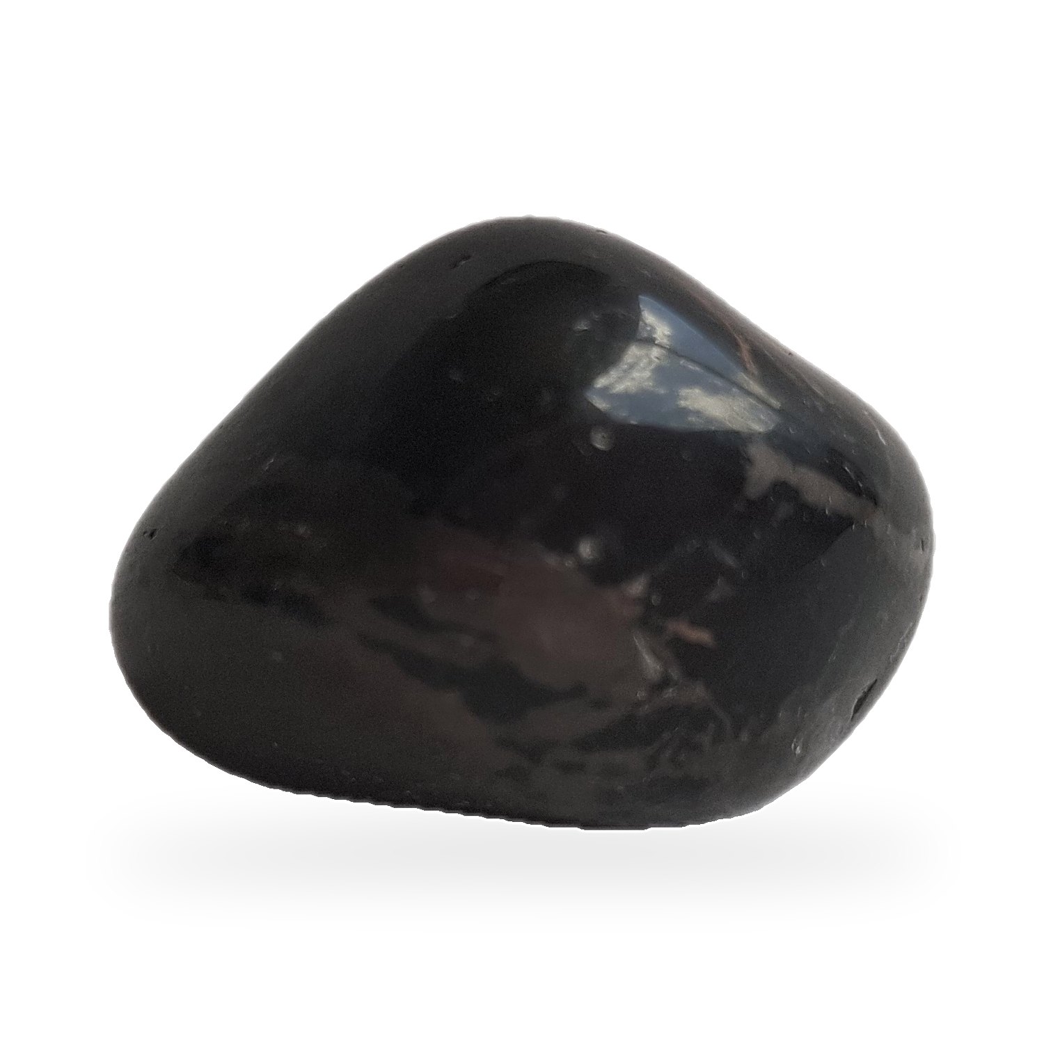 Ónix negro pulido, canto rodado de 5 x 3 cm. Go Natura, Manizales.