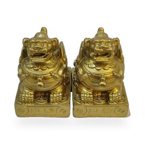 Pareja de Perros Fu Dorados Decorativos