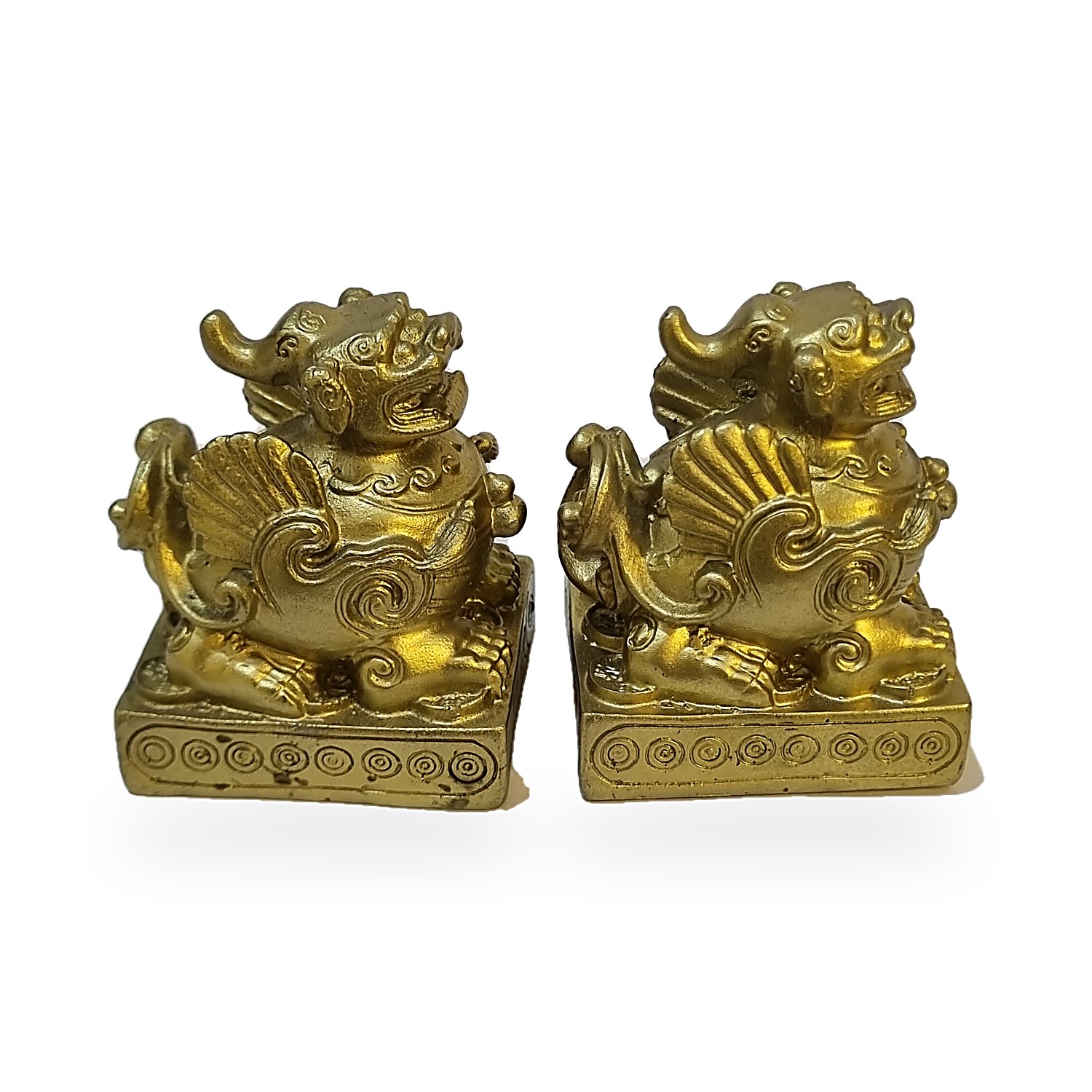 Pareja de Perros Fu Dorados Decorativos. Go Natura, Manizales.