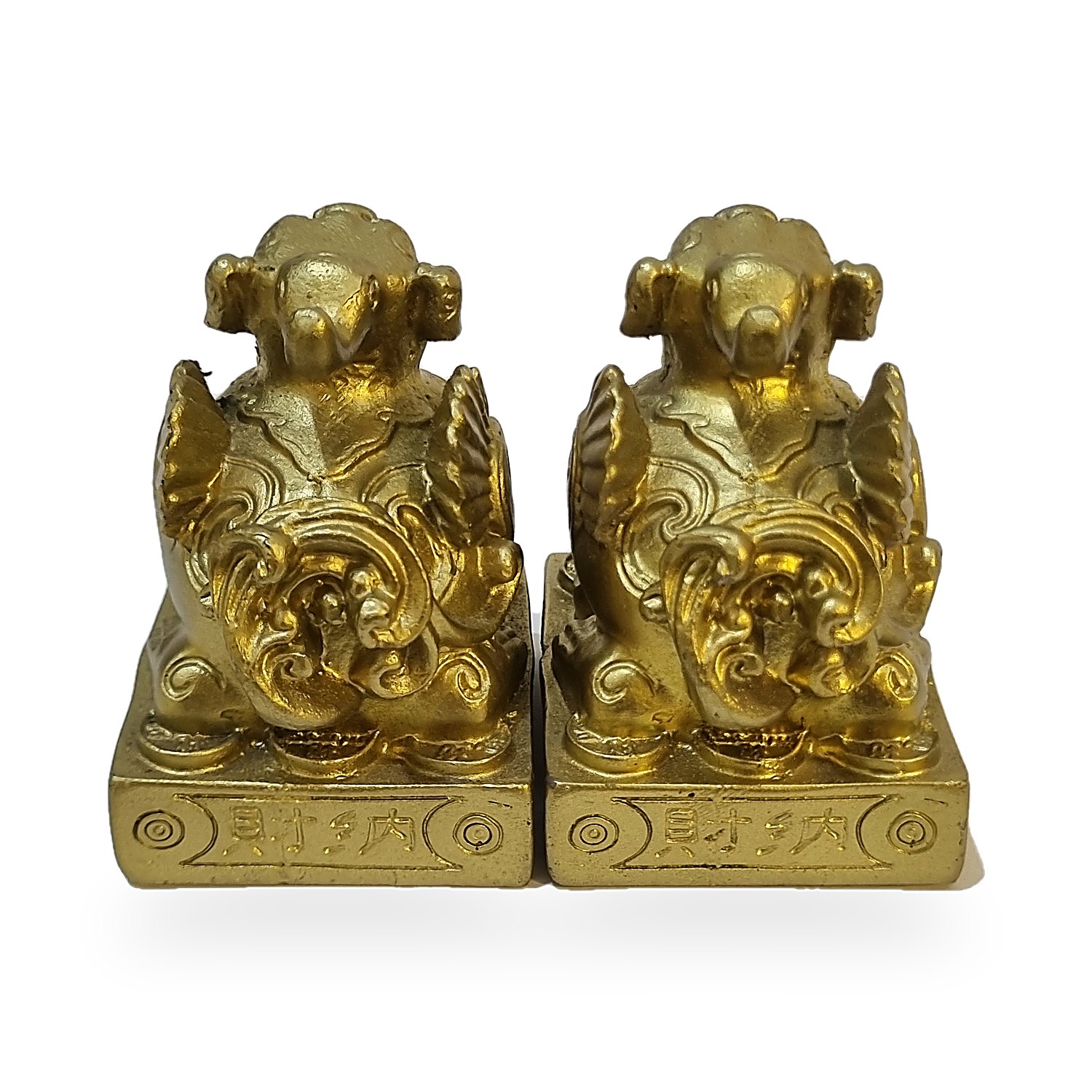 Pareja de Perros Fu Dorados Decorativos. Go Natura, Manizales.