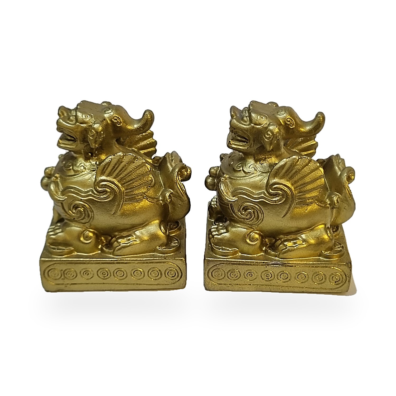 Pareja de Perros Fu Dorados Decorativos. Go Natura, Manizales.