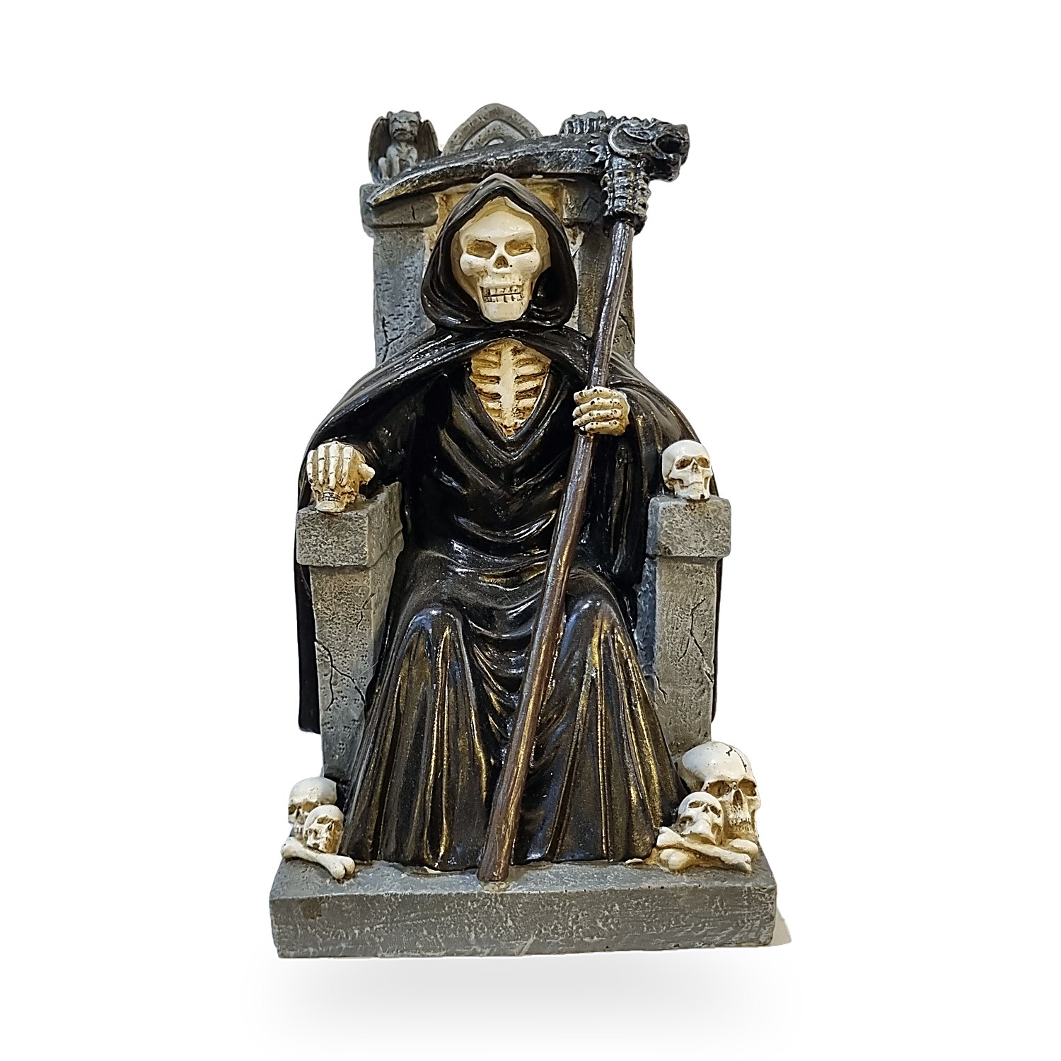 Santa Muerte negra sentada en su trono 22 cm. Go Natura, Manizales.
