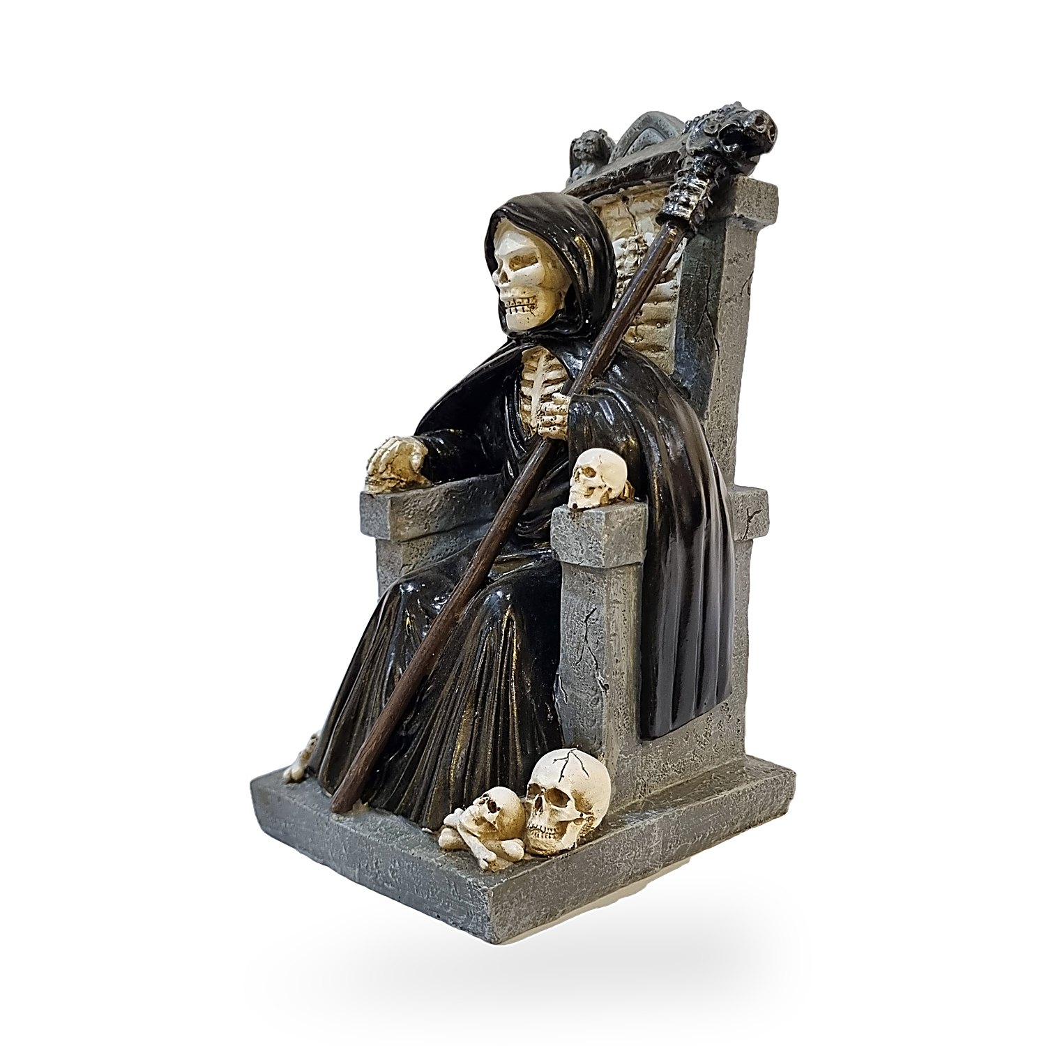 Santa Muerte negra sentada en su trono 22 cm. Go Natura, Manizales.